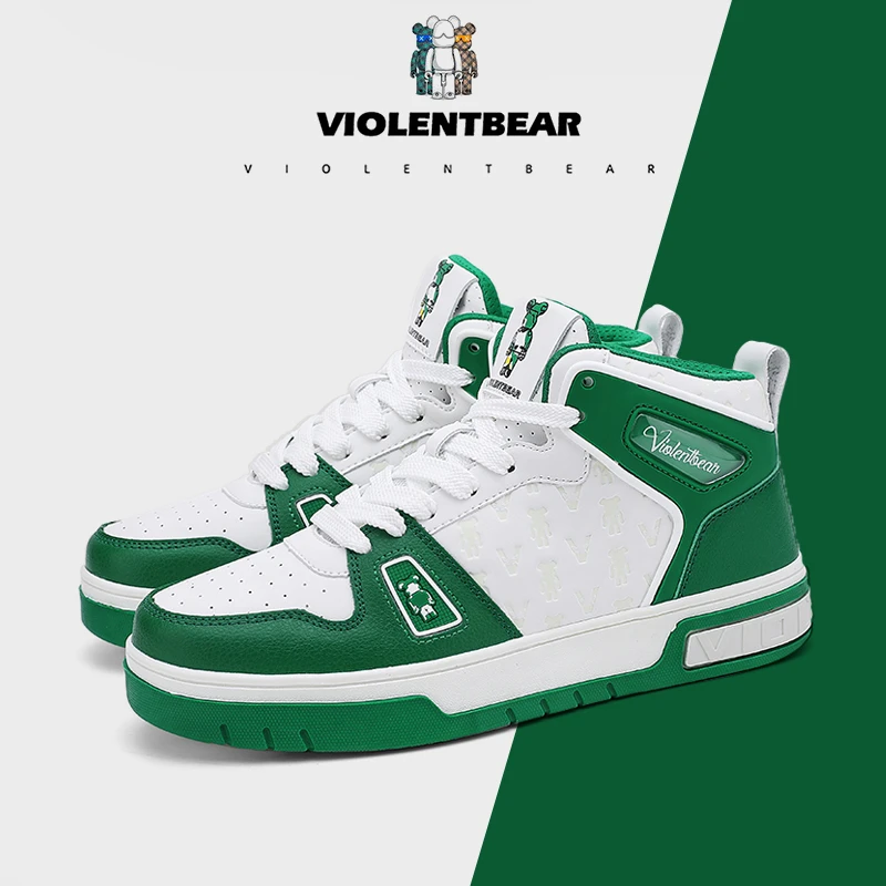 VIOLENTBEAR/暴力熊高帮板鞋透气新款耐磨休闲百搭潮流情侣款6668