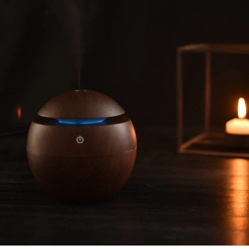 【古风摩卡木纹加湿器】中式车载香薰家用静音办公室USB充电礼品