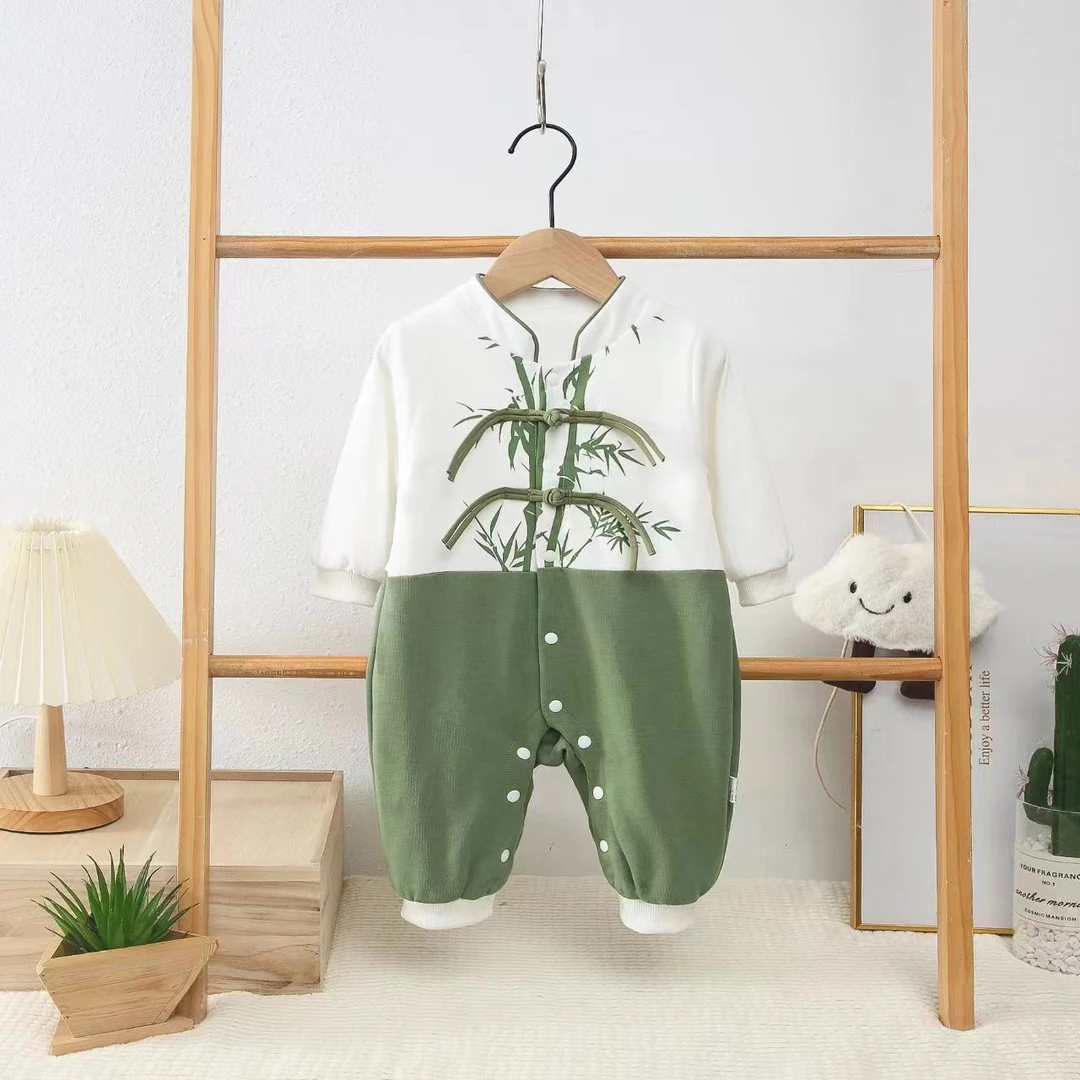 9M熊猫 秋款（双层）闭裆哈衣连体衣婴幼儿儿童新生儿民族风宝宝