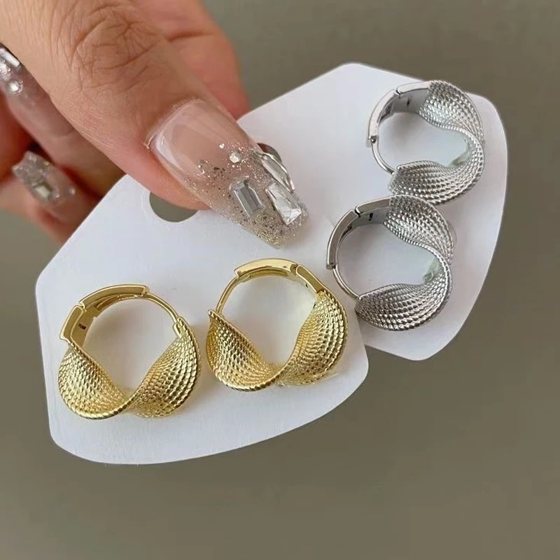 合金耳饰 独特扭曲耳环女轻奢高级感耳扣2024新款时尚设计耳饰