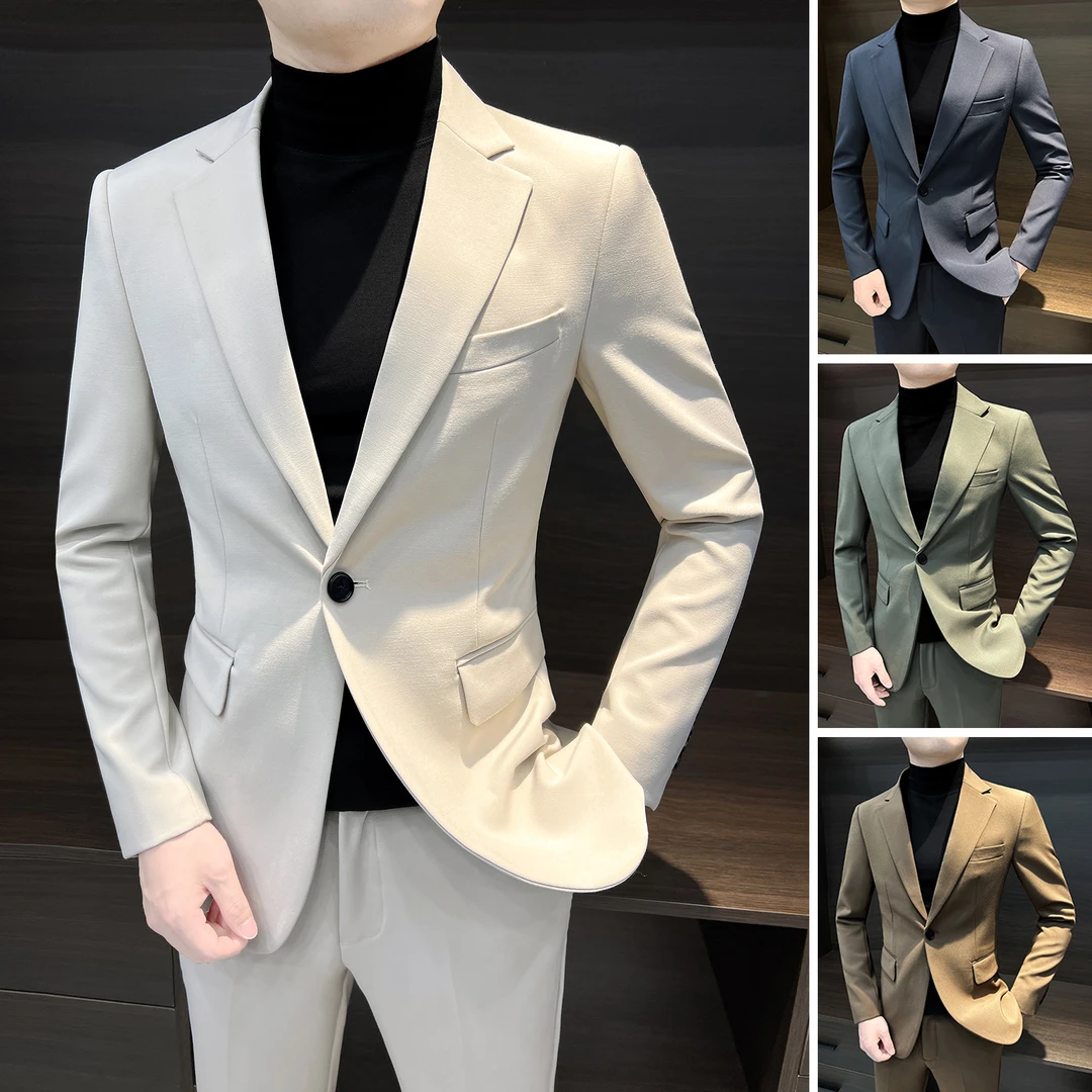 男士休闲西服外套爆款2025新款痞帅商务男装春秋一粒扣男款小西装