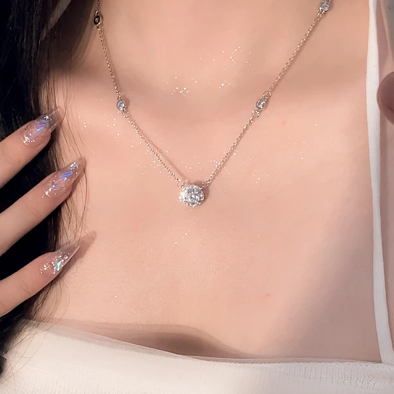 铜合金项链 925银星点锆石项链女款锁骨链高级感时尚饰品小众首饰