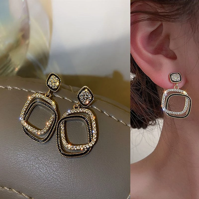 韩版超仙几何形耳环小众设计感高级冷淡风耳坠上档次洋气耳饰