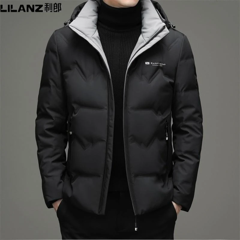 特价利郎男装羽绒服加厚男士2023年冬季白鸭绒可卸连帽保暖潮流外