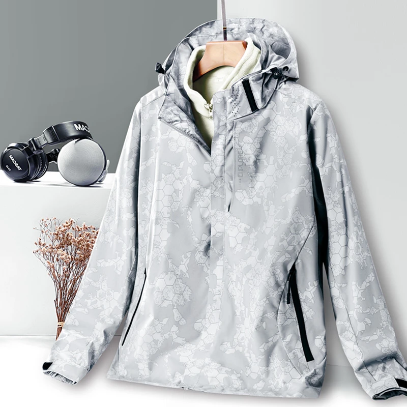 冲锋衣男加绒加厚三合一可拆卸迷彩防风防水女