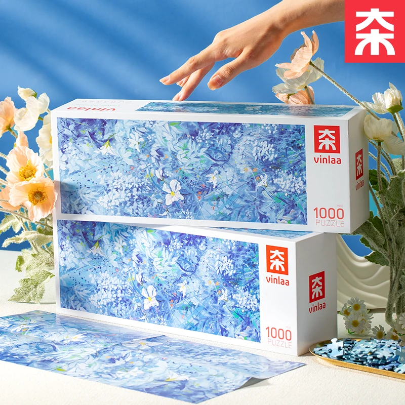 VINLAA为㚓潮品1000片拼图花予鸢尾高级艺术画装饰画益智拼图玩具