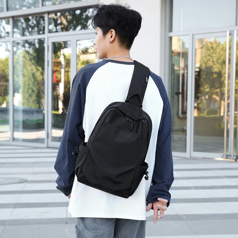 YOUTHHANG品牌胸包男可放14寸笔记本单肩斜挎包大容量防泼水面料
