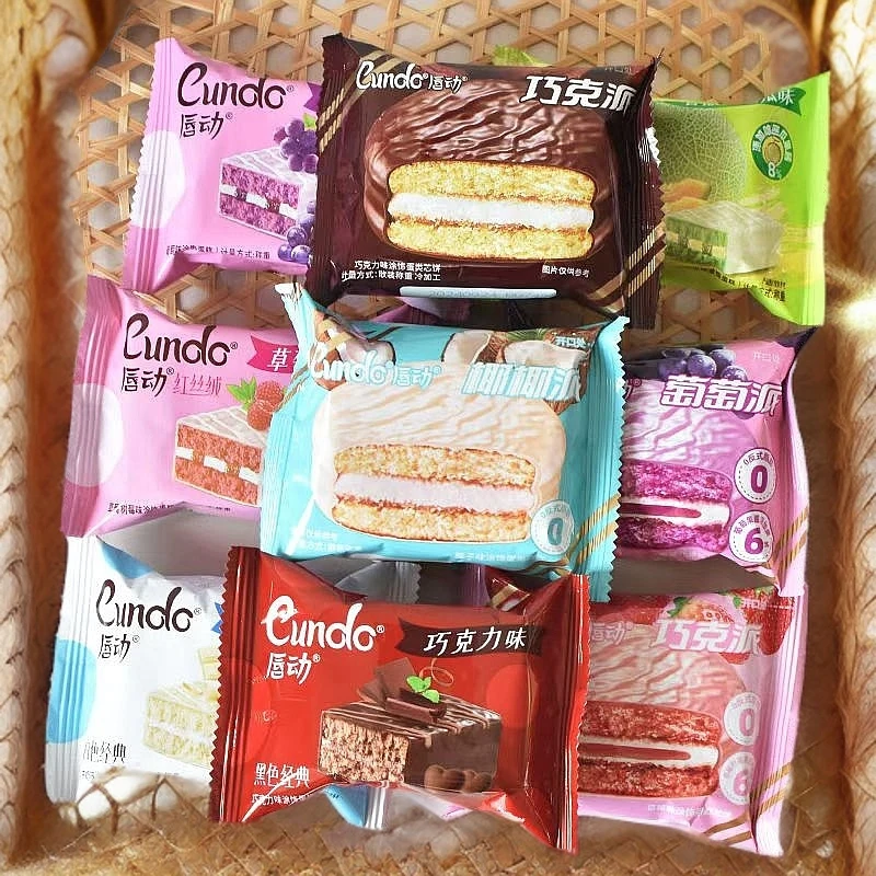 唇动唇动巧克力蛋糕葡萄味巧克派草莓味红丝绒蛋糕涂层糕点休闲