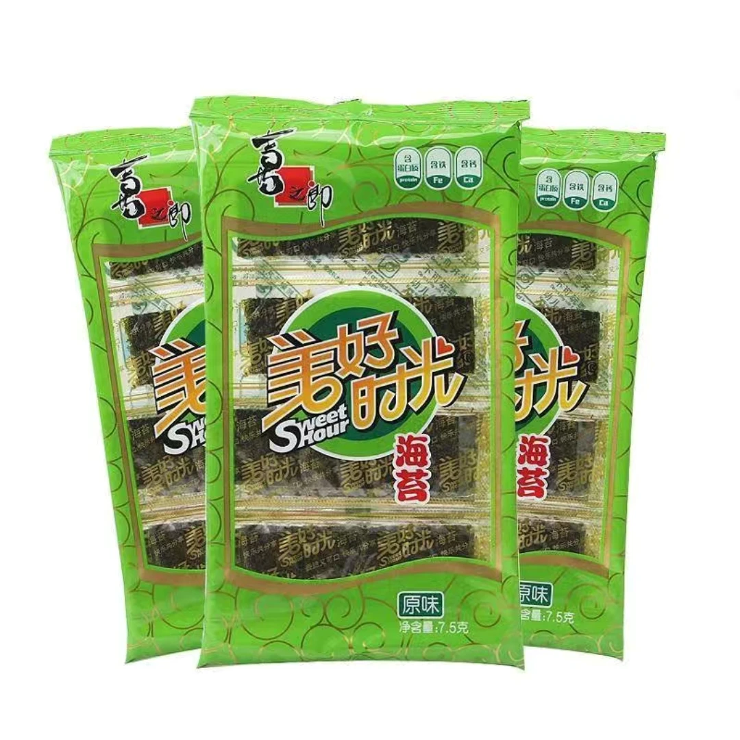 喜之郎美好时光海苔7.5克即食原味番茄味海苔袋装独立包装