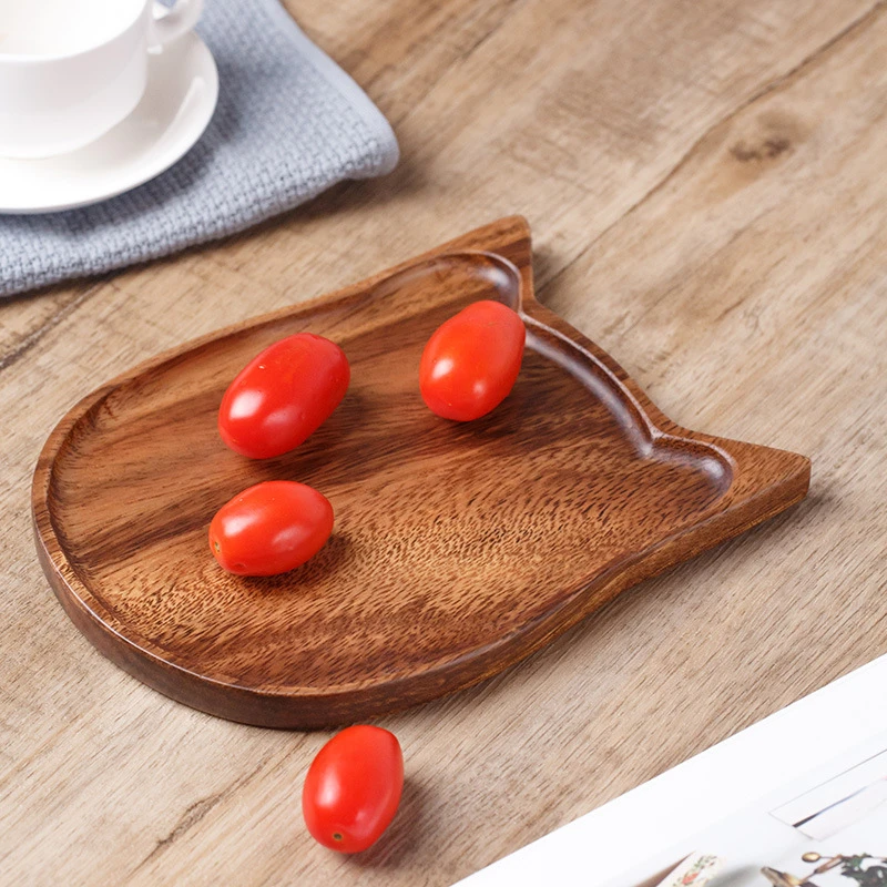 木质托盘 创意小熊盘水果面包盘实木茶点坚果盘胡桃木茶杯垫