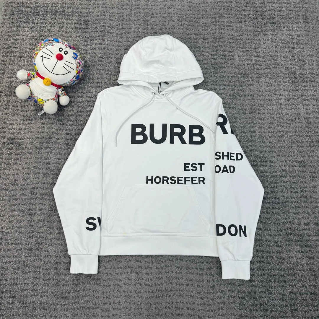 博柏利 Burberry 白色弹幕印花帽衫 尺码/M 成色/99 DY9475