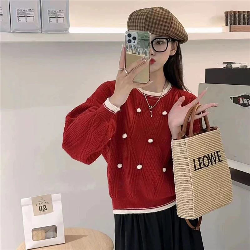 新疆包邮“岁岁暖”MY1219#菱格毛衣（衣长57）