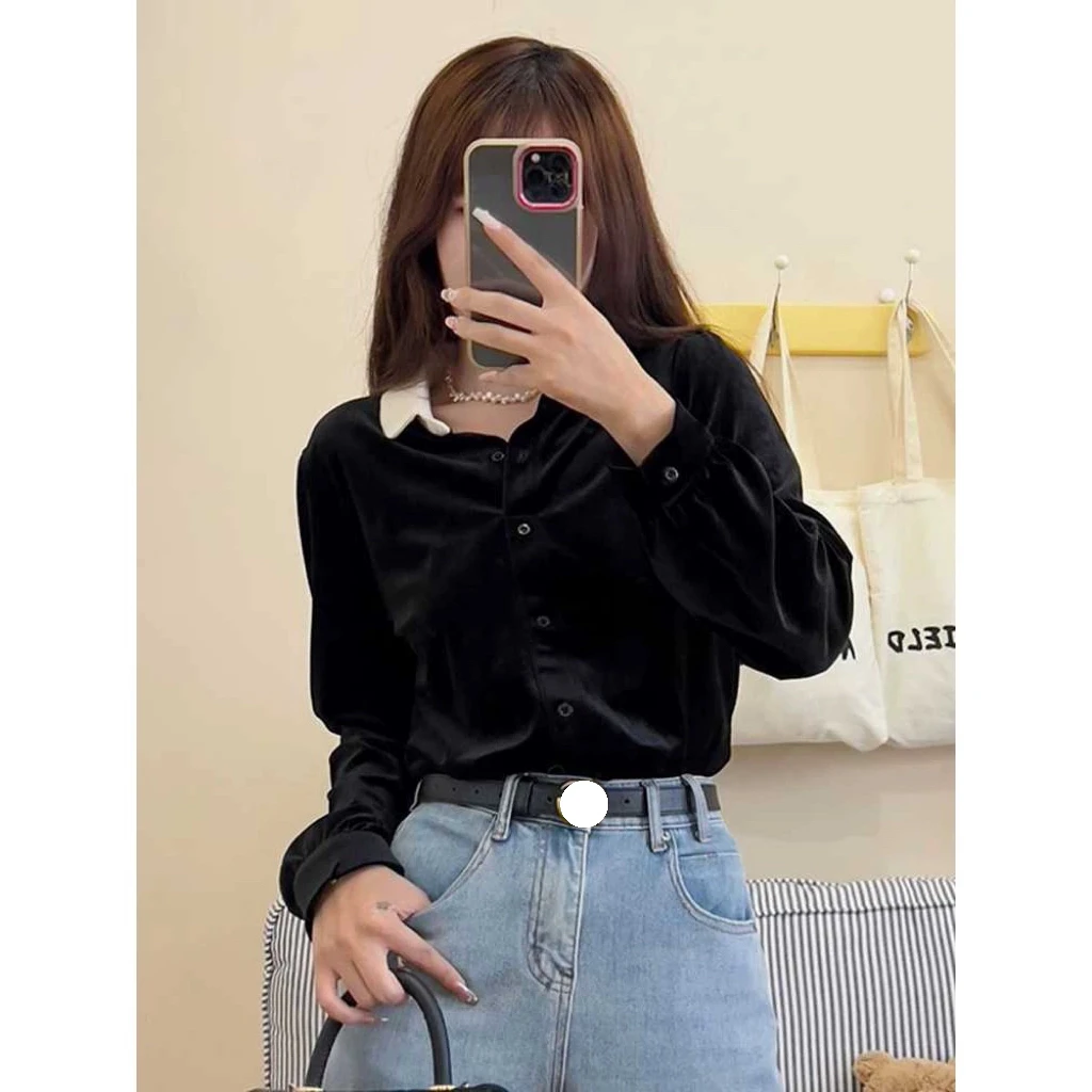 新疆包邮“冬日恋岛”99870#金丝绒小衫（衣长58）