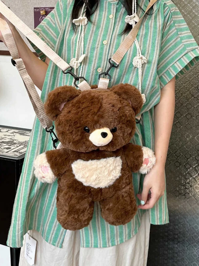 Z901#小熊毛绒双肩背包可爱公仔玩偶书包卡通百搭包包