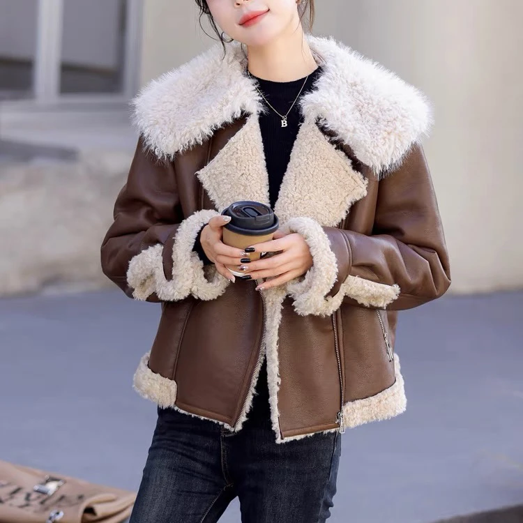 新疆包邮【衣长55】-23690#时尚百搭大翻领外套