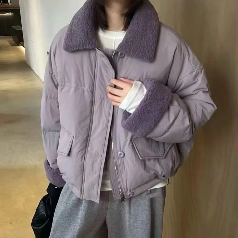 新疆包邮“魅力磁场”327#赔钱清货no退衣长57 翻领拼接棉服