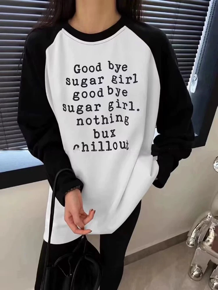 新疆包邮“心动赴约”6919#赔钱清货no退衣长69 插肩袖加绒字母T恤