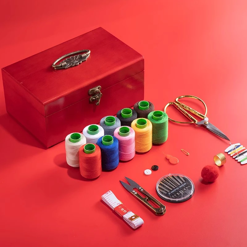 实木高级质量好针线盒家用实用家庭结婚女方陪嫁妆专业针线包套装