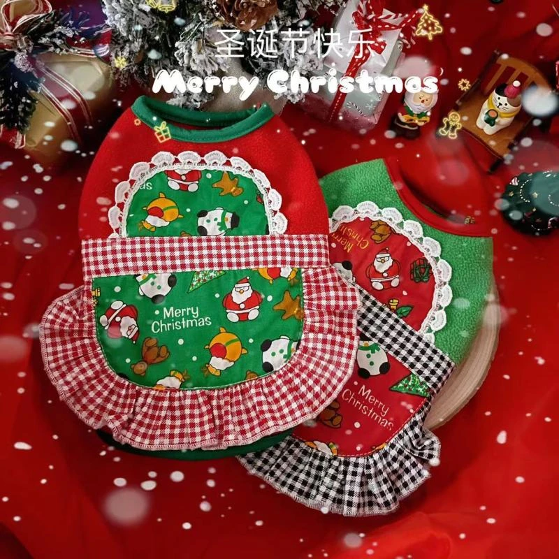 宠物秋冬新年圣诞背心泰迪比熊服装衣服手工卡通裁剪