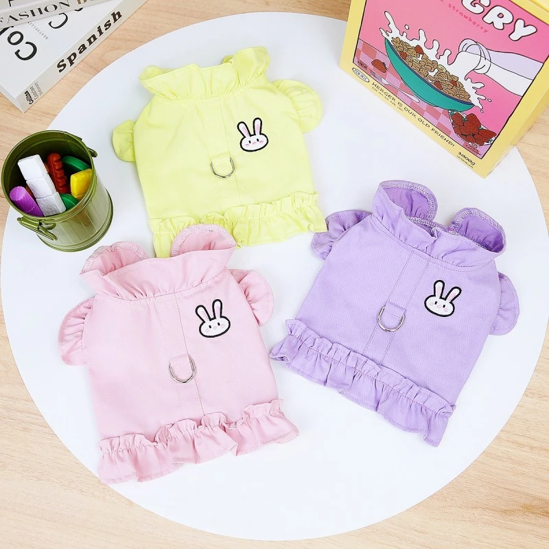 宠物狗狗胸背宠物狗狗背心衣服宠物服装春夏新款23兔子牛仔胸背