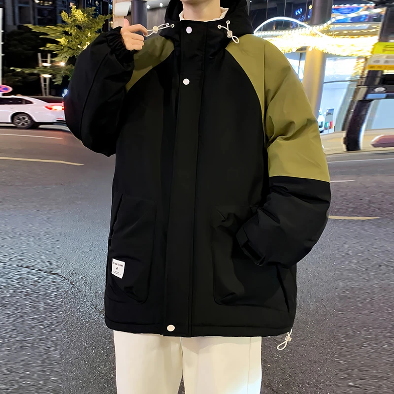 潮流新款羽绒服男冬季加厚保暖冲锋衣宽松胖子大码潮牌工装外套