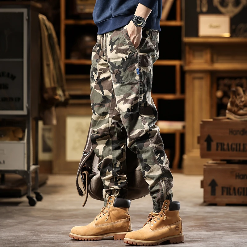 时尚潮流工装裤耐磨厚款迷彩工装裤美式复古宽松百搭潮流工装裤