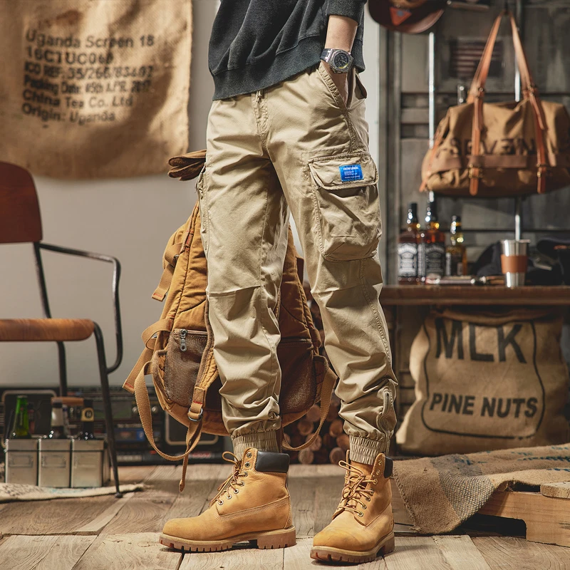 夏季美式户外迷彩工装裤男士水洗休闲长裤子男修身百搭拉链设计款