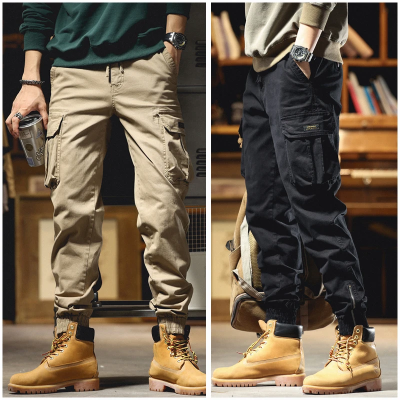 秋冬季新款美式多袋工装裤男潮牌宽松束脚大码重磅休闲裤男士百搭