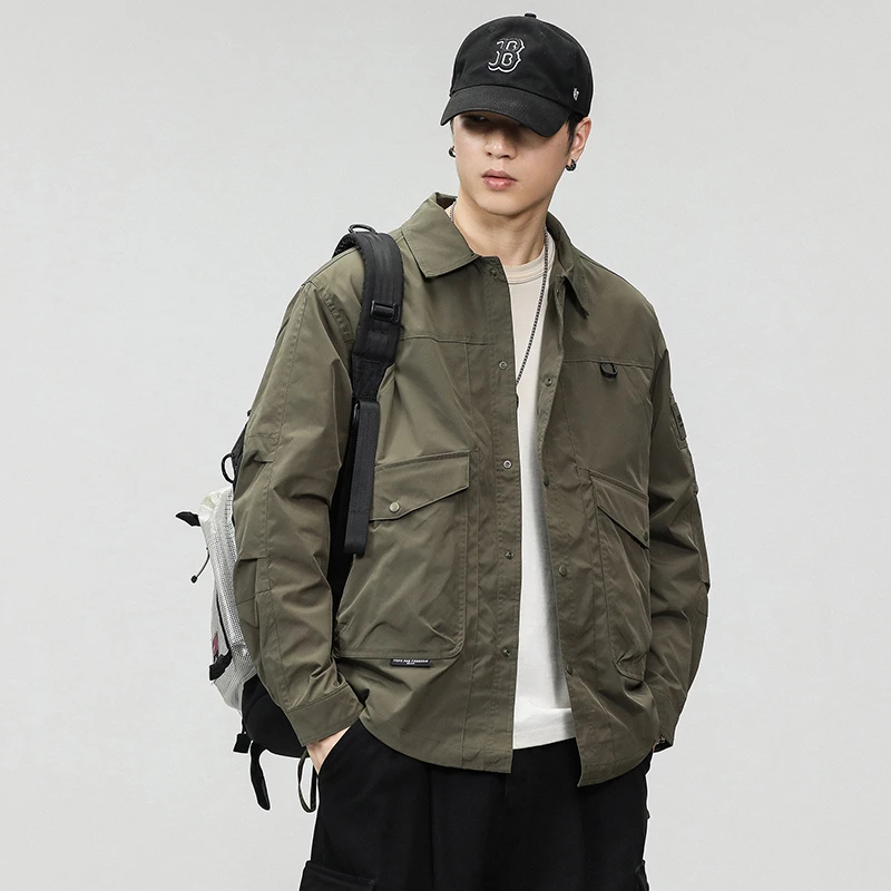 时尚潮流男士秋冬款户外潮牌夹克休闲夹克工装宽松外套男休闲夹克