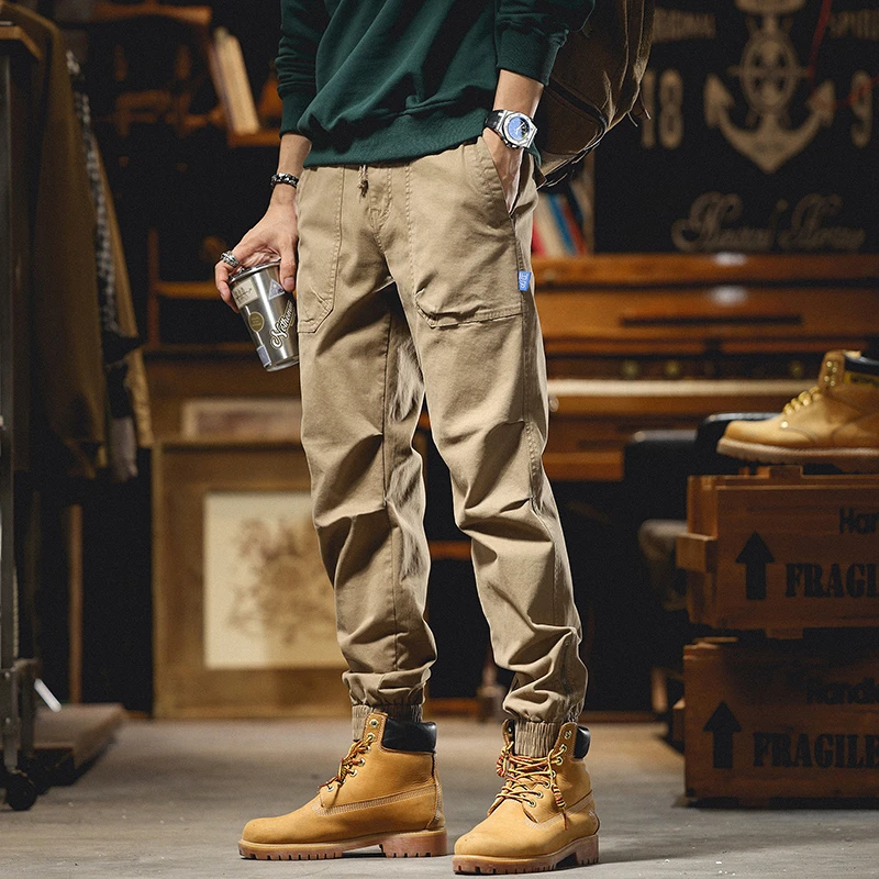 男士工装裤男款美式复古宽松男装束脚休闲战术长裤大码休闲裤