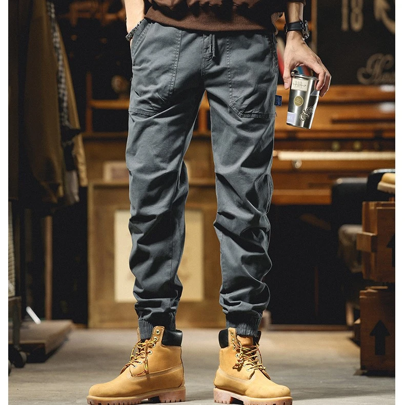 美式工装裤子男2024新款潮流男士休闲裤宽松小脚束脚裤百搭大码