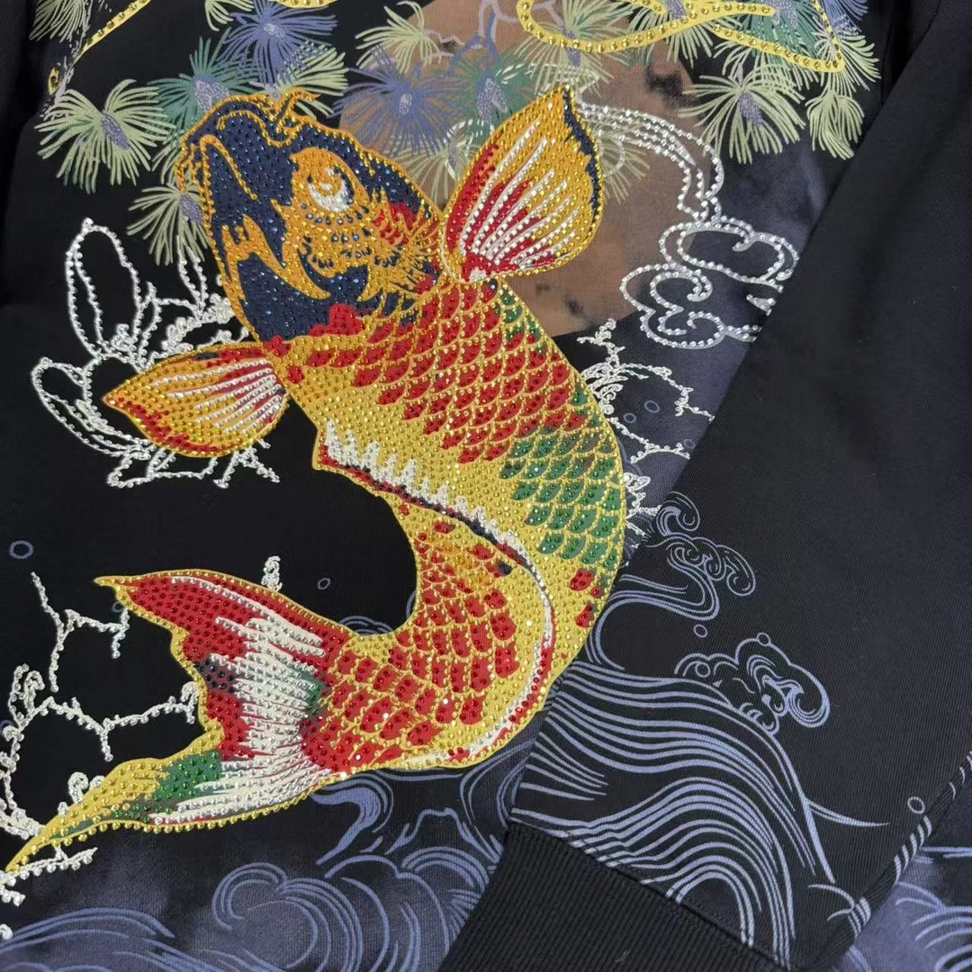 I-12 EH潮牌秋季情侣款烫钻休闲长袖卫衣 YM422