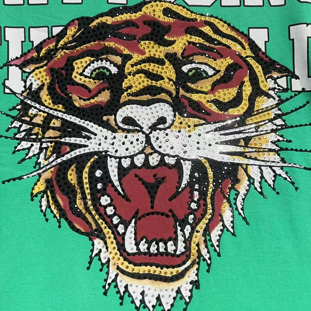 EH I-43 潮牌男款虎头烫钻印花休闲圆领短袖T恤 YM275