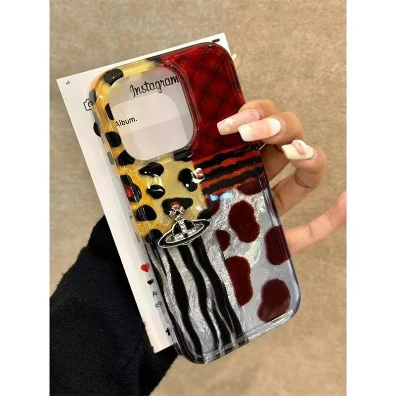 小众豹纹条纹格纹立体星球适用iPhone16promax苹果15手机壳14女13