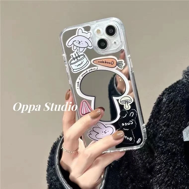 小众镜面苹果14promax手机壳iPhone13可爱涂鸦12p女软壳11高级感