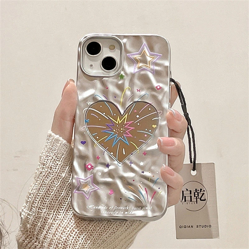 镜面ins烟花苹果14promax手机壳iPhone13全包11小众12promax软女