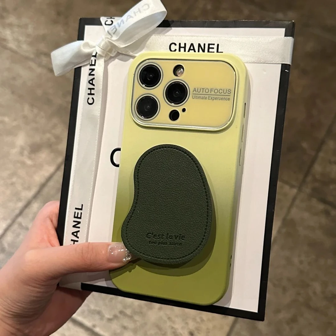 黄绿晕染大视窗绿皮适用苹果16promax手机壳iPhone15防摔14简约13