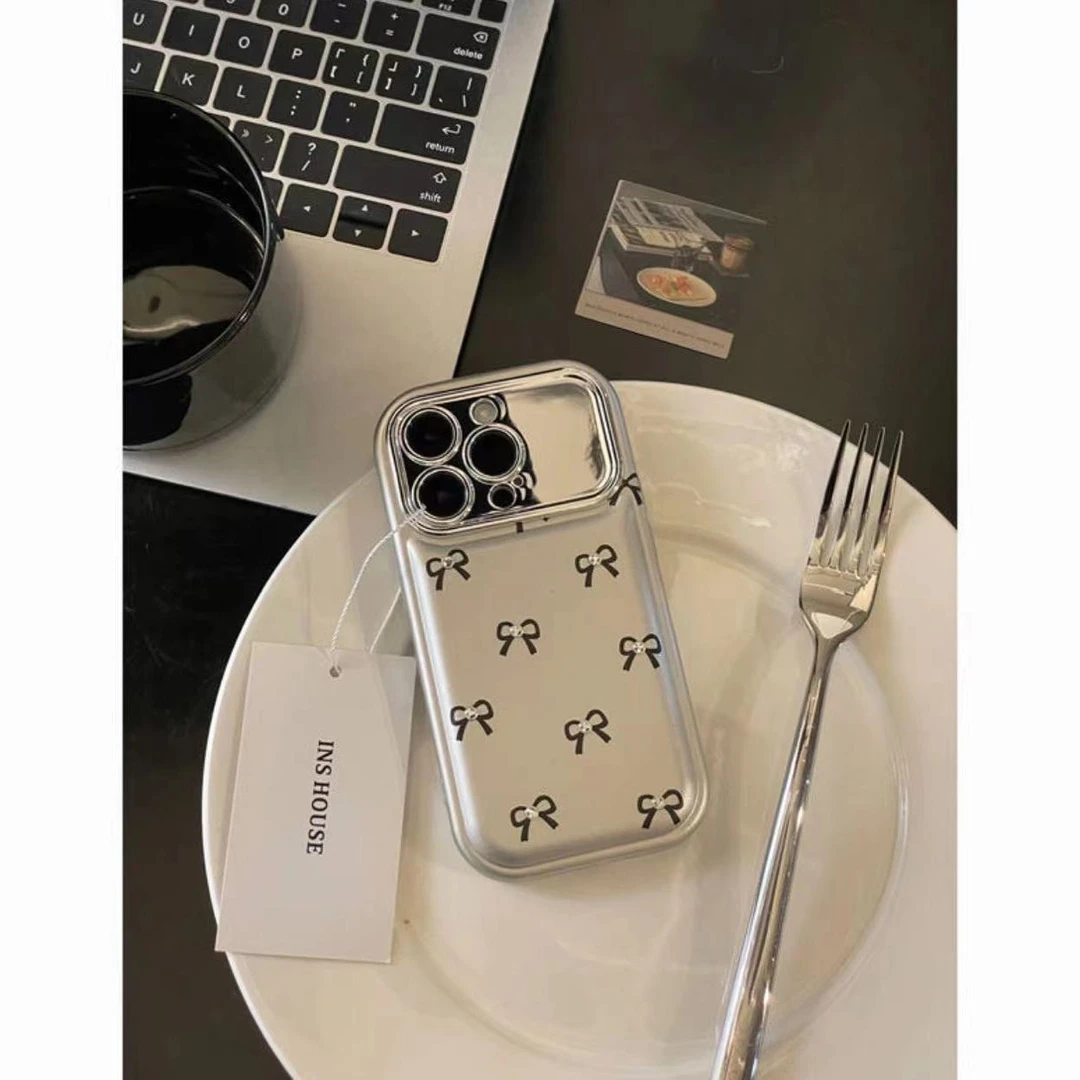 小众电镀水钻蝴蝶结适用15苹果14promax手机壳iPhone13新款12全包