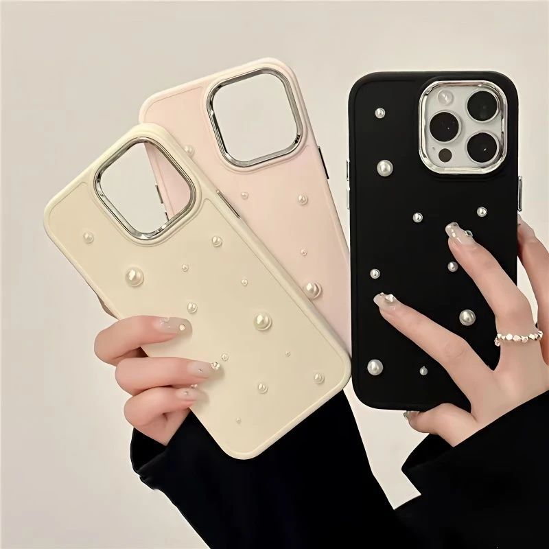 珍珠贴适用苹果11手机壳iPhone14pro法式13pro硅胶12全包xsxr软