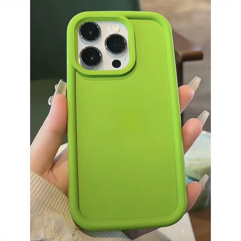 ins纯色简约适用苹果14promax手机壳iPhone13芥末绿11软12男xr女x