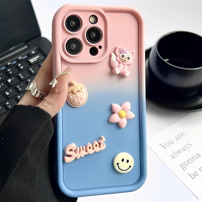 纯色渐变玲娜贝儿iPhone14pro苹果13手机壳11全包镜头防摔保护套