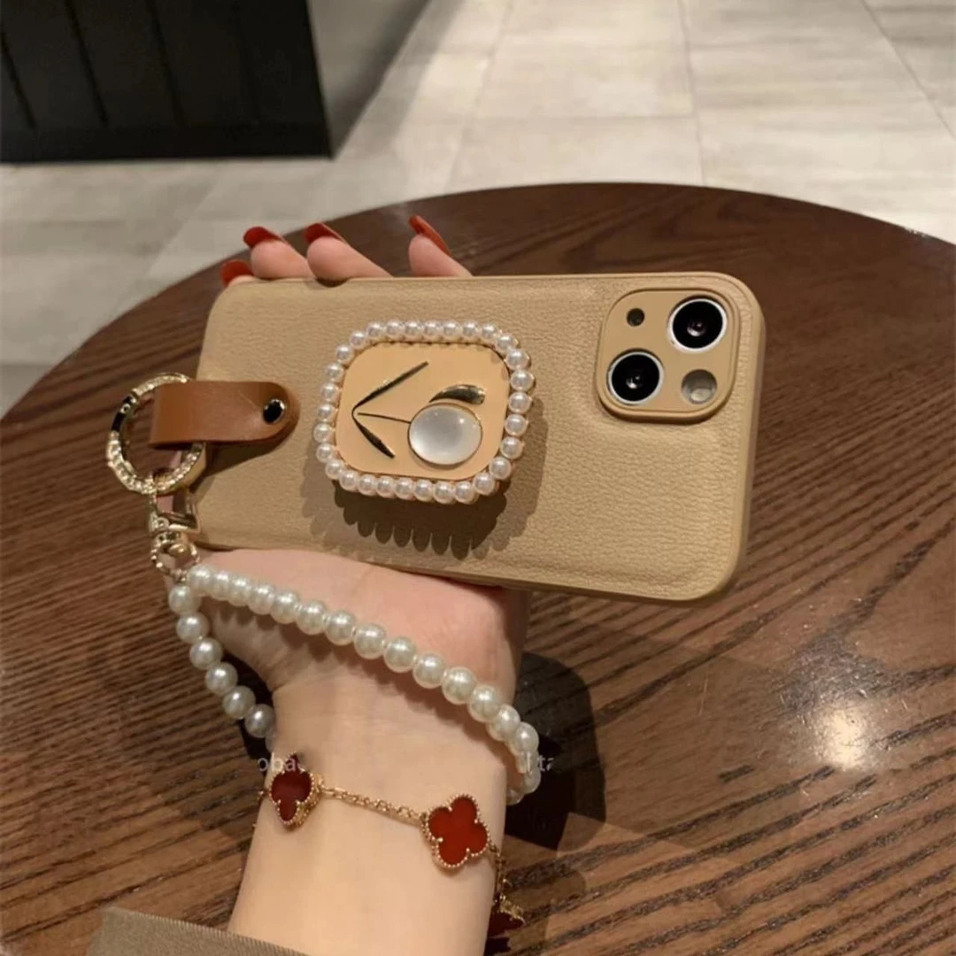 高级感皮质郁金香支架苹果14promax手机壳iPhone15131211手链XRXs