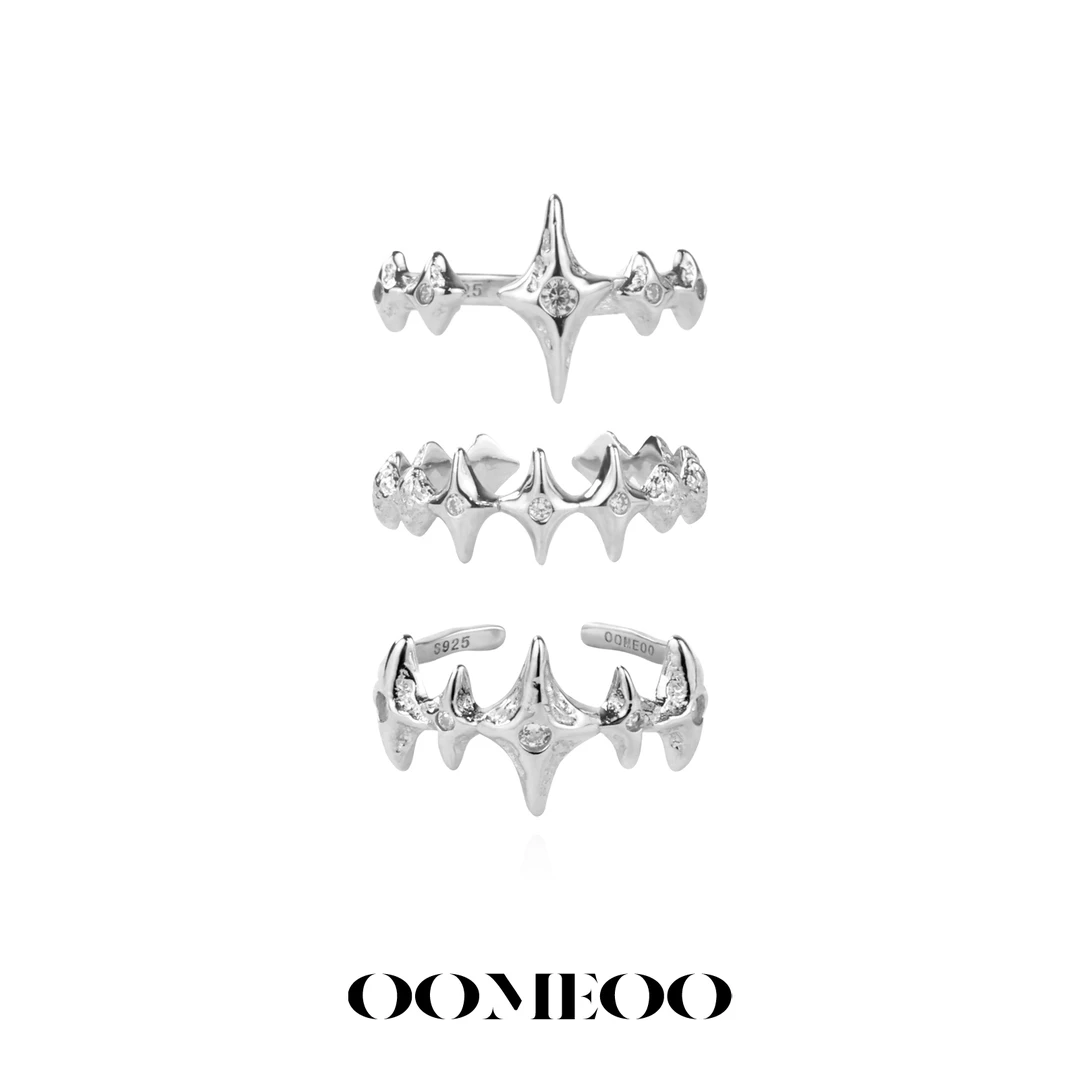 925银戒指 星落 原创设计戒指组合叠戴星芒小众甜酷男女情侣款