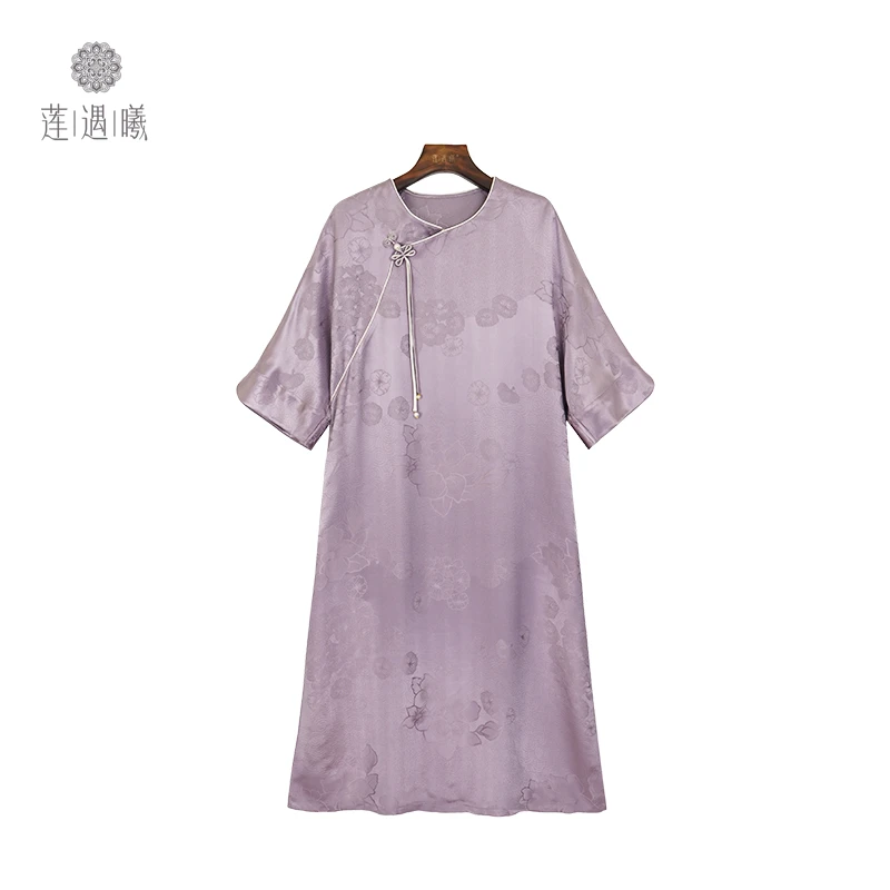 大王缎女式中国风连衣裙莲遇曦时装3d293W