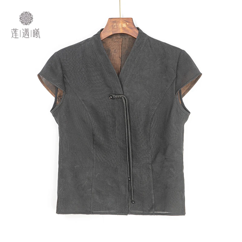 【京元】纯桑蚕丝罗织工艺香云纱开衫上衣莲遇曦ZQ2467-598