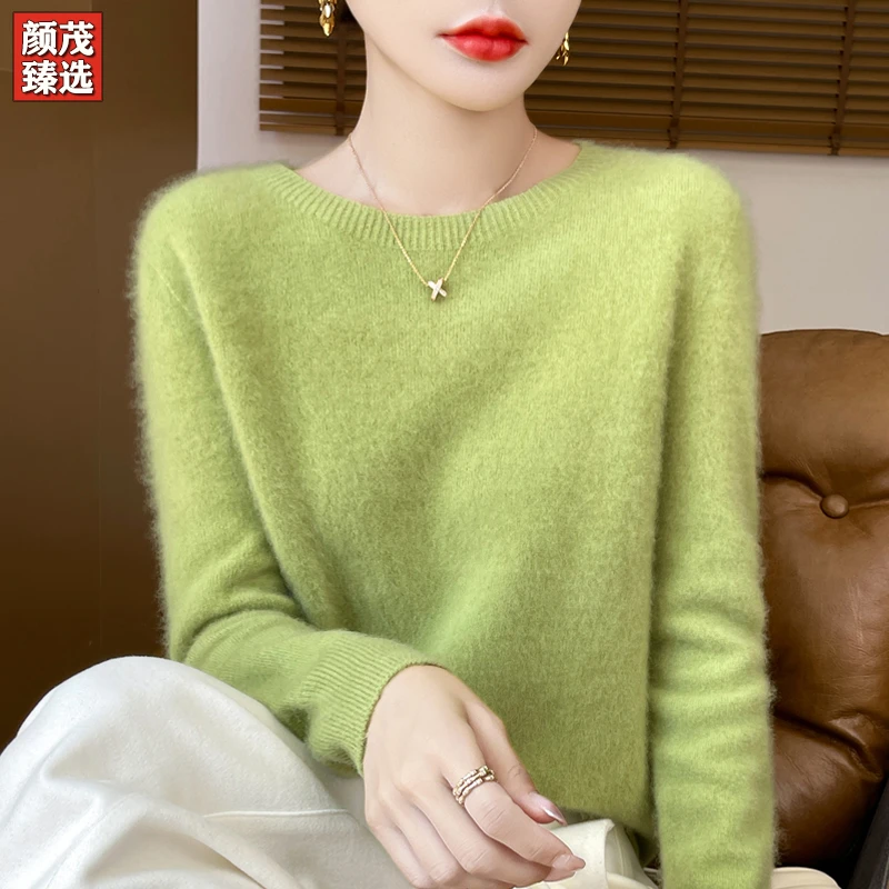 羊毛衫女100%纯羊毛2025秋冬新款保暖宽松毛衣低圆领羊毛打底衫