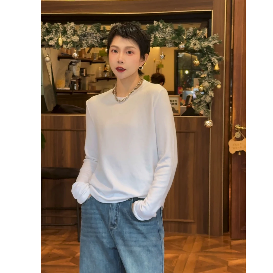 LYXZ冬季新款圆领后笑脸牌抓绒打底衫74588