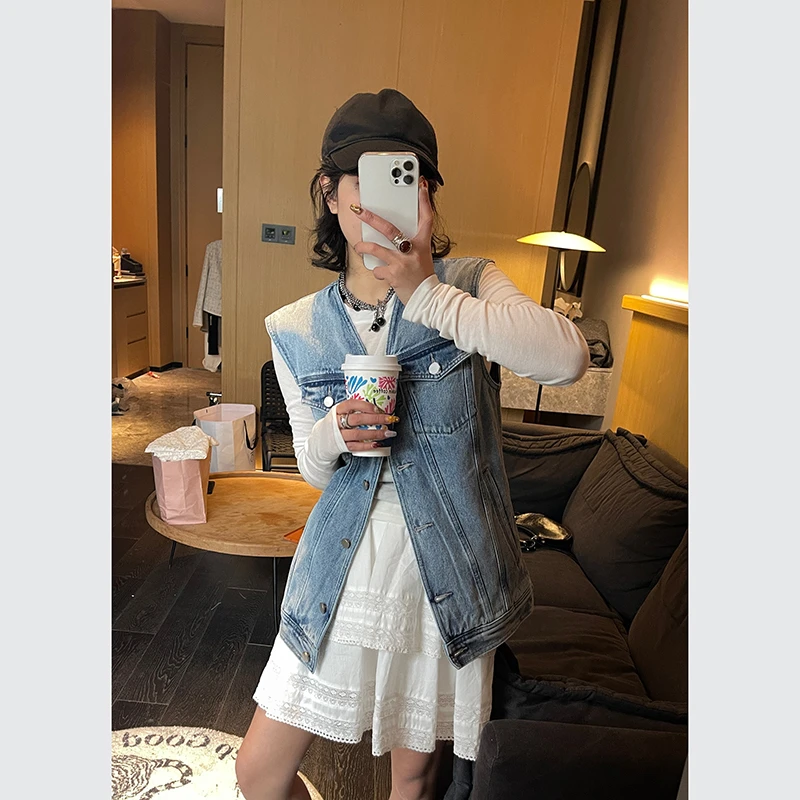 SOI RESET 春季新品 设计感小众百搭洋气牛仔马夹69774