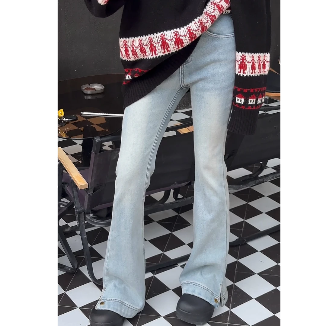 LYXZ【大长腿神裤】冬季裤子显瘦洋气时尚加绒喇叭牛仔裤75745