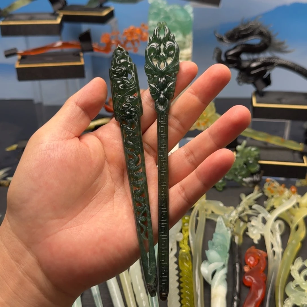 岫玉发饰未镶嵌东*